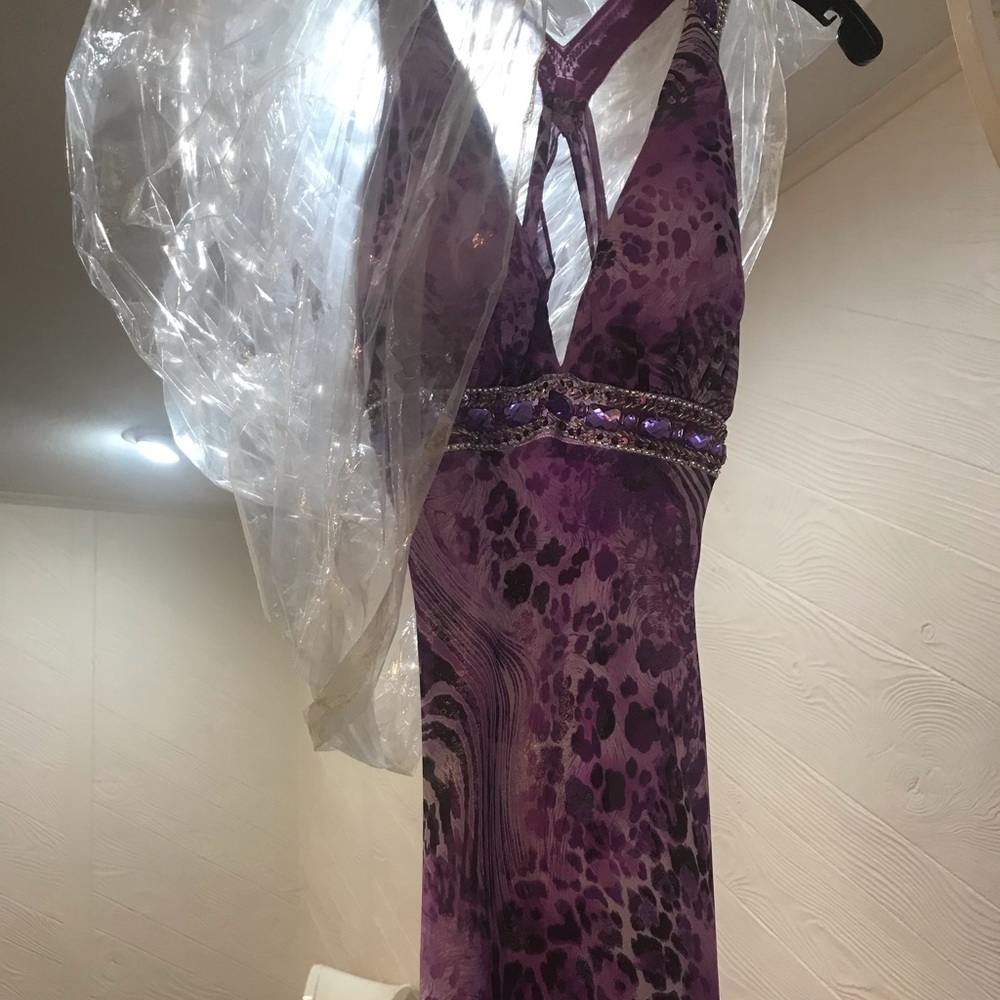 Purple Leopard Prom Dress by Faviana